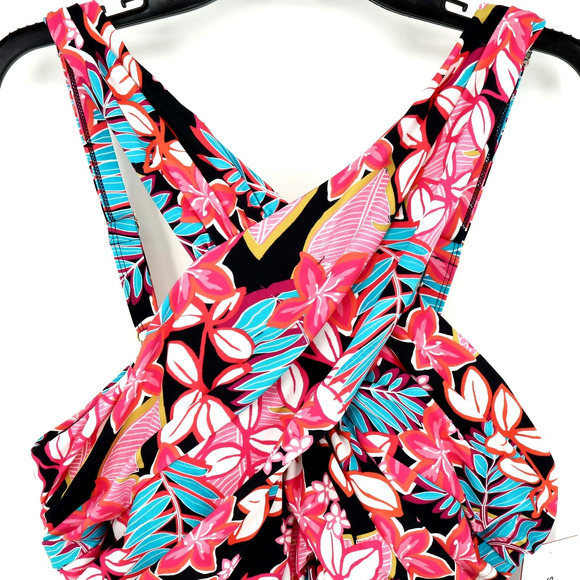 Swimsuits For All Plus Size 20 One Piece Swimsuit Pink Blue Floral New with Tags - Picture 7 of 13